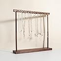 GemeShou Large necklace hanger shelf with 17 copper bars, Wooden jewelry storage organizer rack for hanger necklace bracelet, necklace display stand…