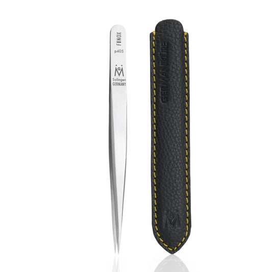 GERMANIKURE Professional Wide Grip Pointed Tweezers - FINOX Stainless Steel Sharp Professional Tweezers in Leather Case - Easy to Use - Ethically Made Beauty & Personal Care GERmanikure