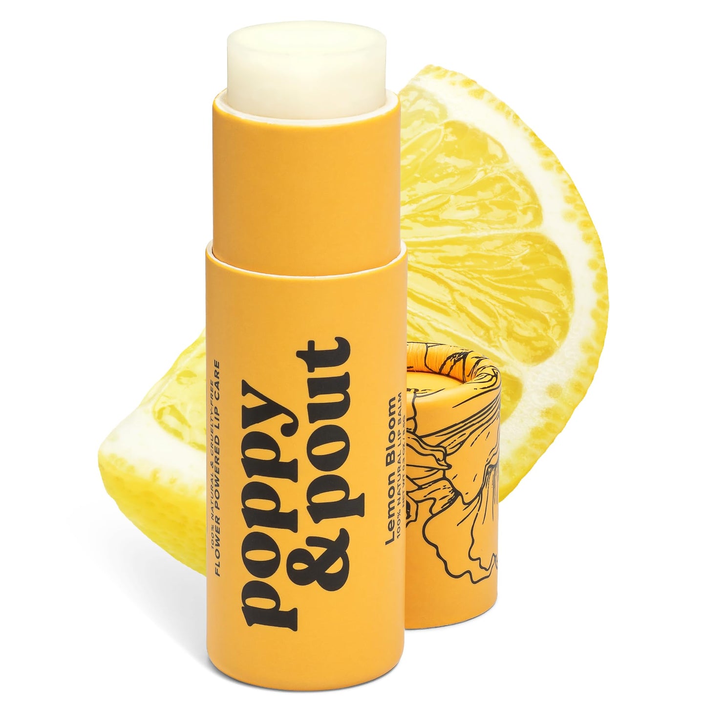 Poppy & Pout Lemon Bloom Jumbo Lip Balm | All Natural Lip Balms & Moisturizers | Hydrates with Beeswax, Vitamin E, Organic Coconut Oil | Cruelty-Free