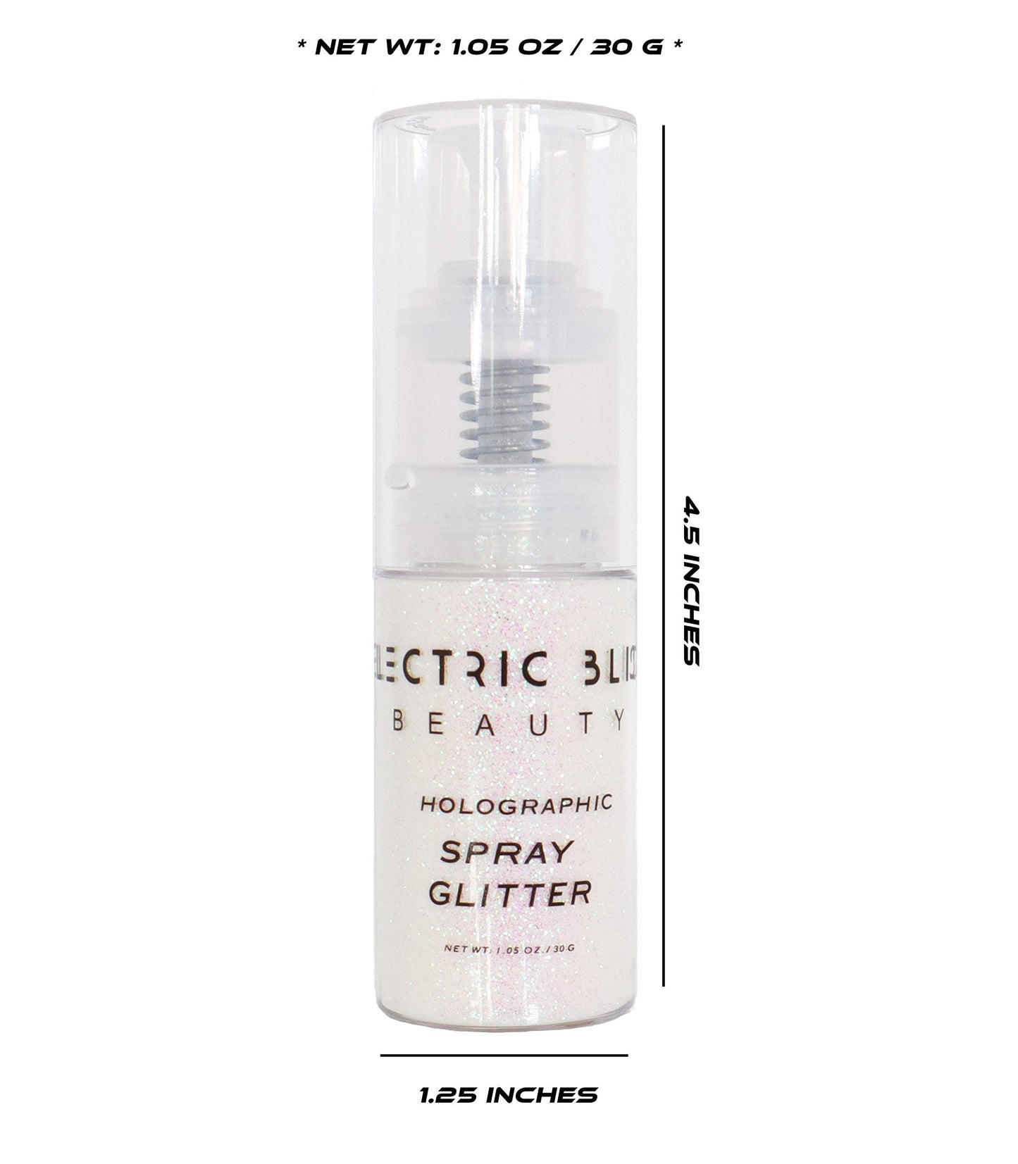 Iridescent White Glitter Spray - 30g Loose, Face, Hair, Eye & Body Glitter for Women - Rave & Festival Accessory - Cosmetic Makeup