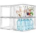 Zero Zoo 4Pack Large Stackable Kitchen Storage Drawers, Clear Foods Organizer Bins with Handles, Easily Assemble for Bathroom, Kitchen, Pantry…