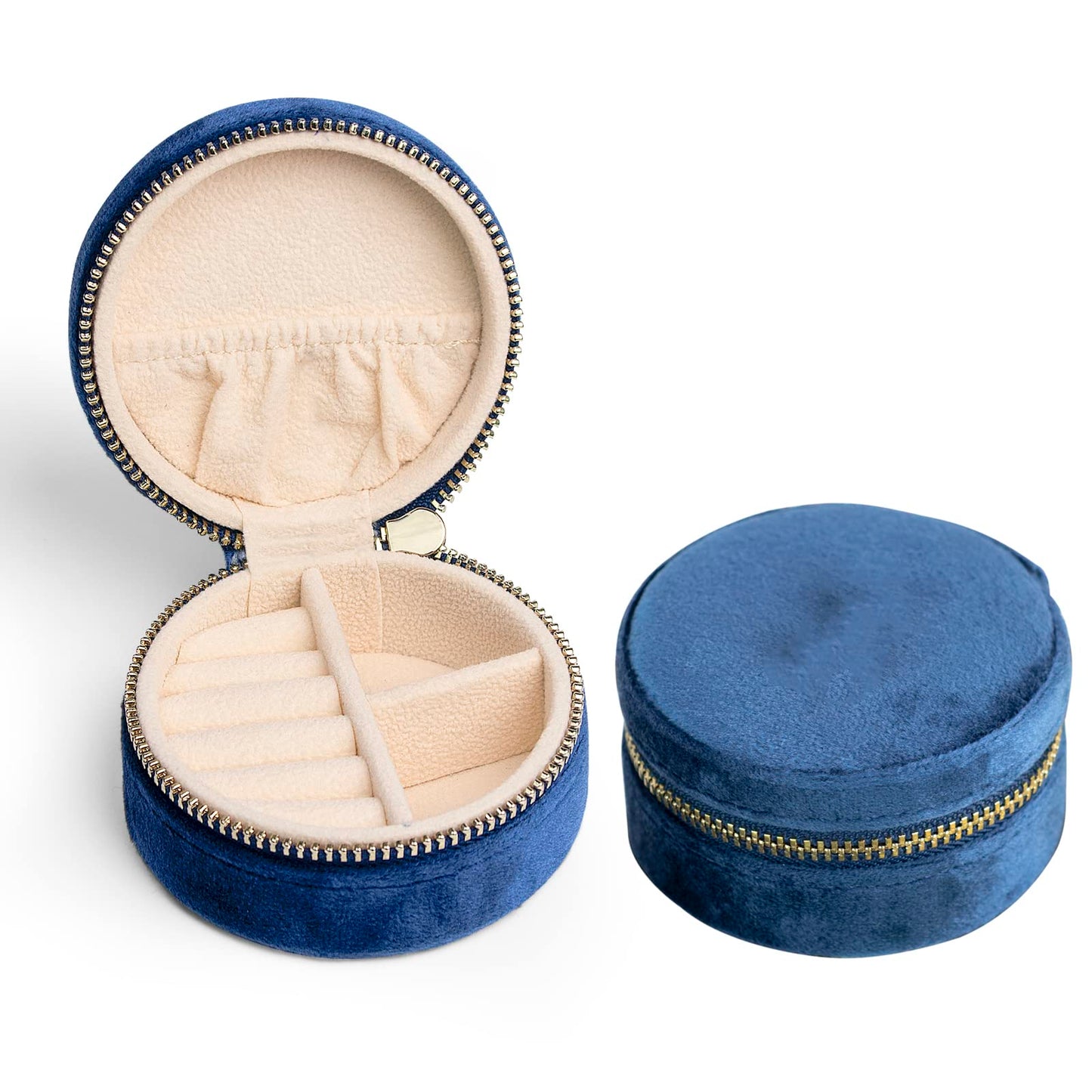SoleGood Plush Velvet Small Jewelry Box Necklace Ring Storage Organizer Mini Jewelry case Jewelry Travel Organizer for Women Girls (Ocean Blue)
