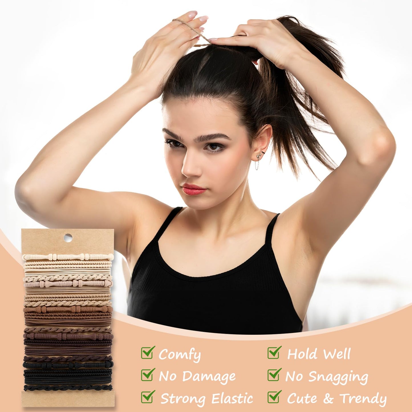 OHCISP Boho Hair Ties, 20 PCS of 4 Styles Cute Bands for Thick or Thin Hair, No Damage Elastic Bracelets, Brown Hair Accessories for Girls and Women Beauty and Personal Care OHCISP
