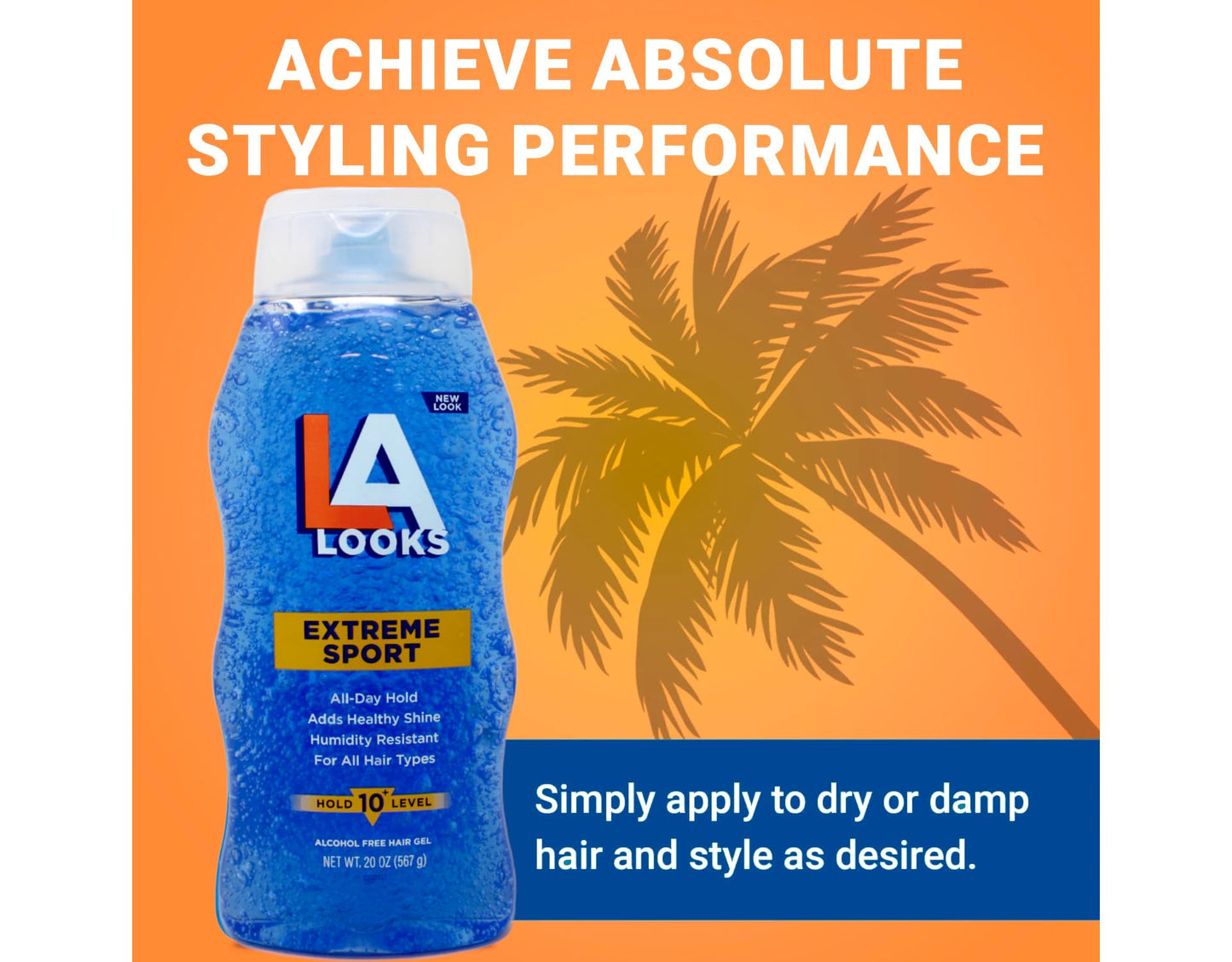 LA Looks Extreme Sport Alcohol-Free Hair Gel, Level 10 Hold, 20 oz