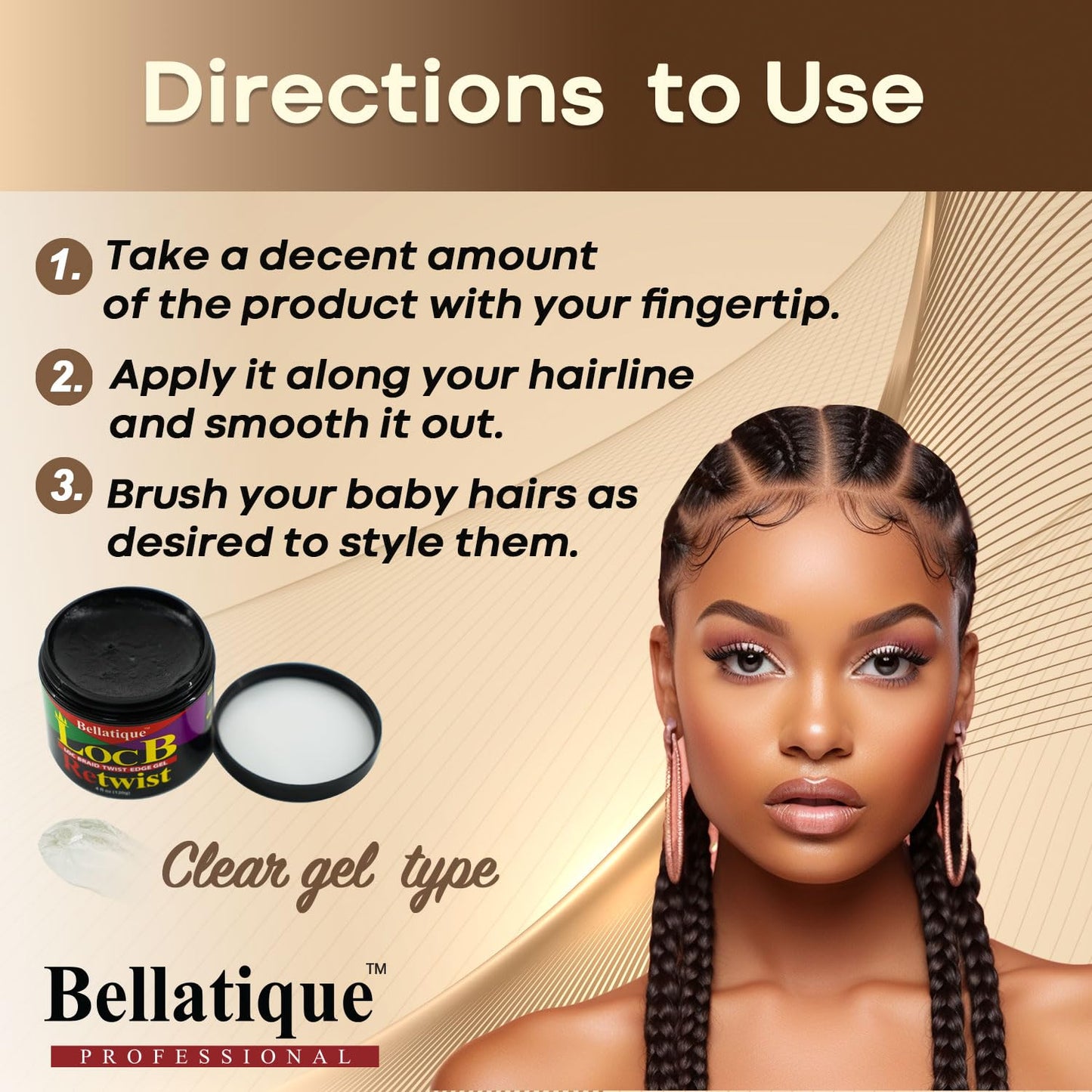 Loc B Retwist Loc, Braid, Twist, Edge Gel for Natural, Relaxed, Dry, Dull, & Brittle Hair (8.81 oz)