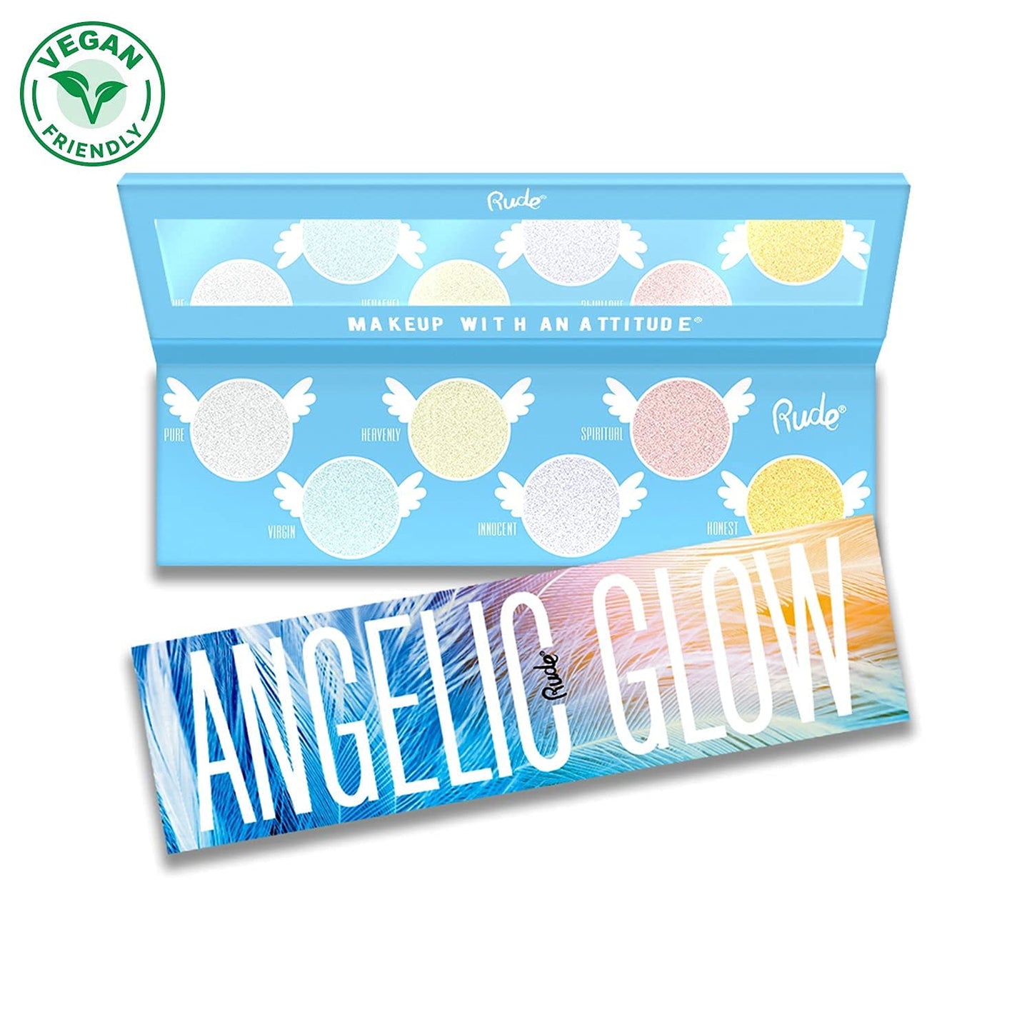 Angelic Glow Highlighter and Eyeshadow Palette by Rude Cosmetics for Women - 0.32 oz Makeup