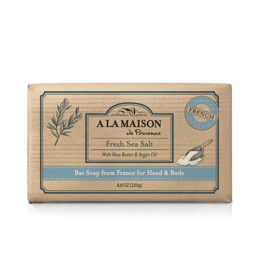 A LA MAISON Fresh Sea Salt Bar Soap - Triple French Milled Natural Moisturizing Hand Soap Bar (1 Bar of Soap, 8.8 oz) Beauty & Personal Care A LA MAISON