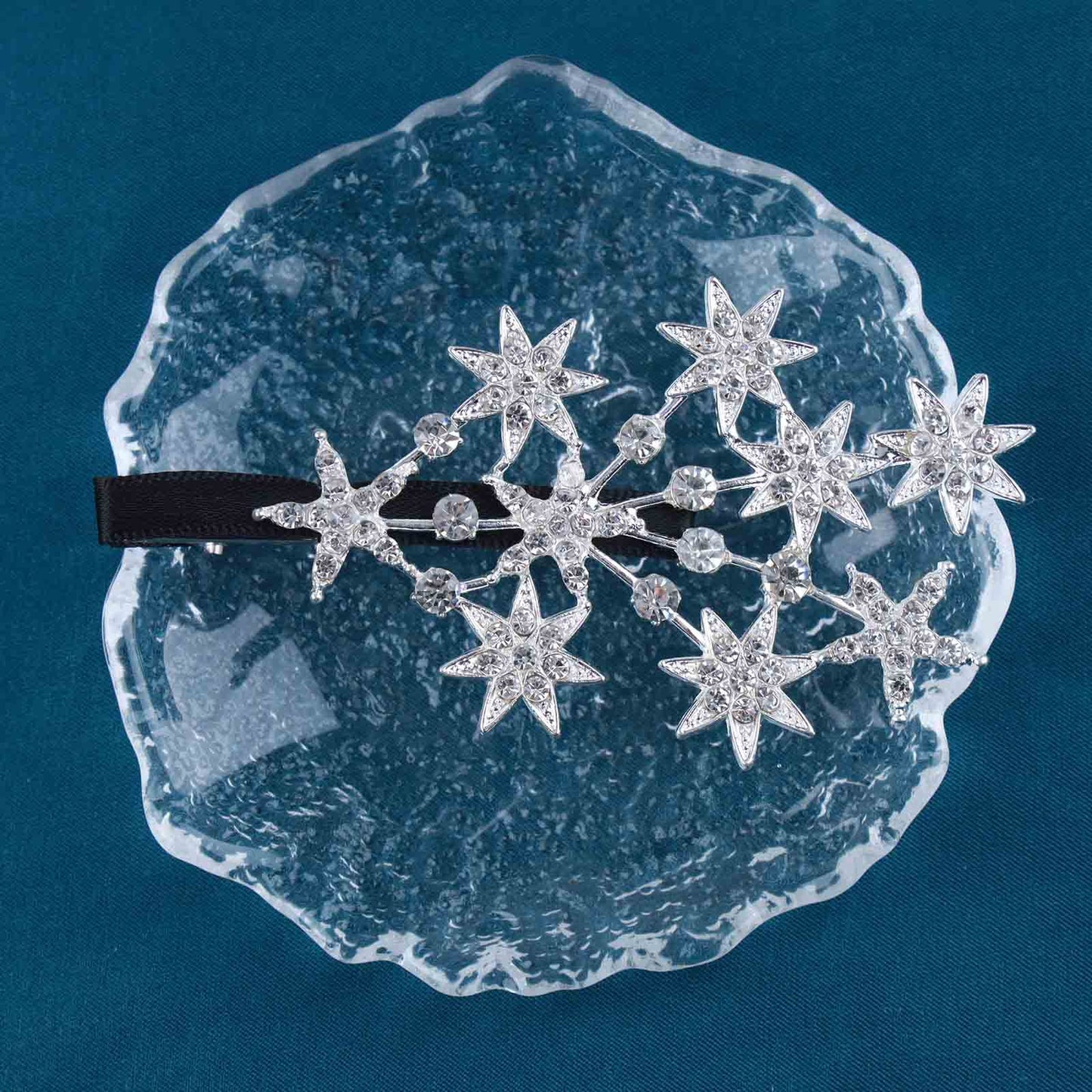 Yheakne Crystal Rhinestone Bling Hair Accessories: Decorative Star Barrette, Hair Pin, and Headpiece for Women and Girls (Silver)