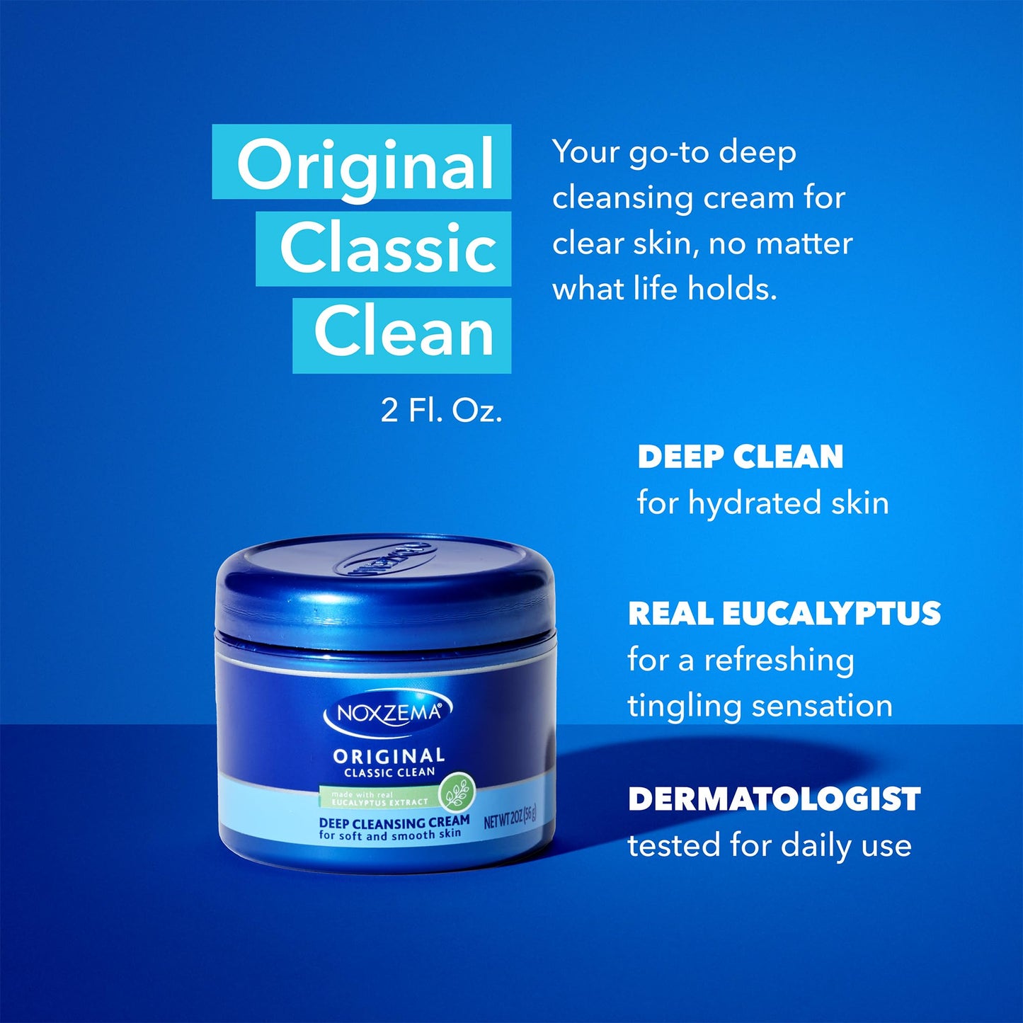Noxema Original Jar, With Eucalyptus Extract, for Cleansing, 2 oz. (Pack of 3)