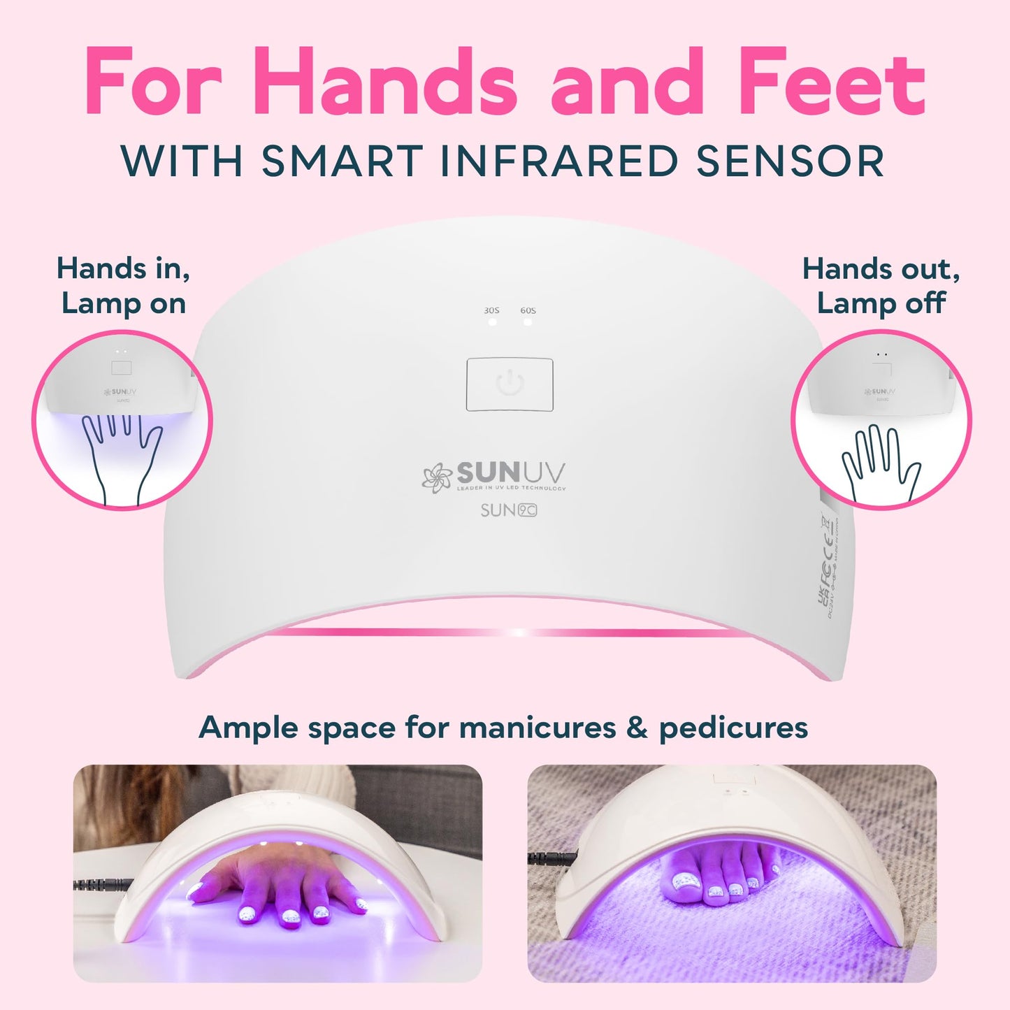 SUNUV UV LED Nail Lamp, Nail Dryer for Gel Polish UV Light for Nails with Sensor 2 Timers SUN9C Pink Gift for Women Girls Beauty and Personal Care SUNUV