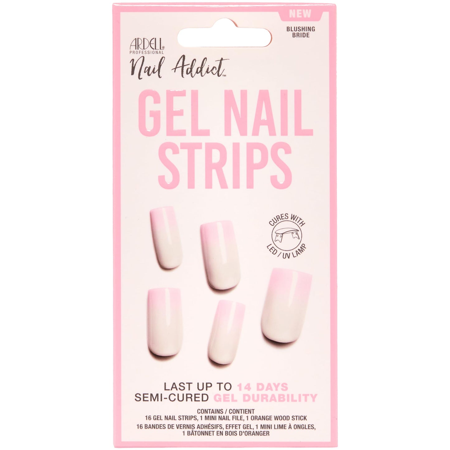 Ardell Nail Addict Semi Cured Gel Nail Strips - Blushing Bride, Long-Lasting Wraps, Easy to Apply Nail Stickers, Cures with UV/LED Lamp, 16 Strips Beauty & Personal Care Ardell