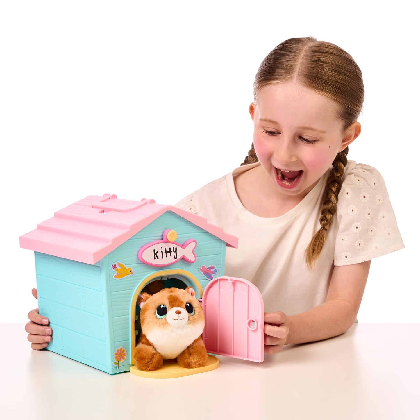 Little Live Pets My Kitty's Home Mini Playset, Mystery Kitty Plush Reveal, Build and Decorate Toy Pet Carrier, Repeat Play, Cat House Toys for Kids 5+