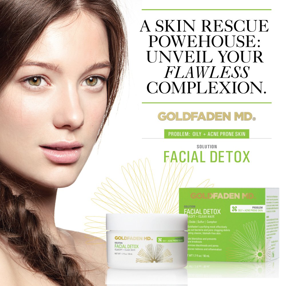 GOLDFADEN MD Facial Detox Mask Clarifying Face Mask w/Zinc Oxide, Sulfur, Salicylic Acid & Grapefruit Purifying Deep Clean Minimizes the Appearance