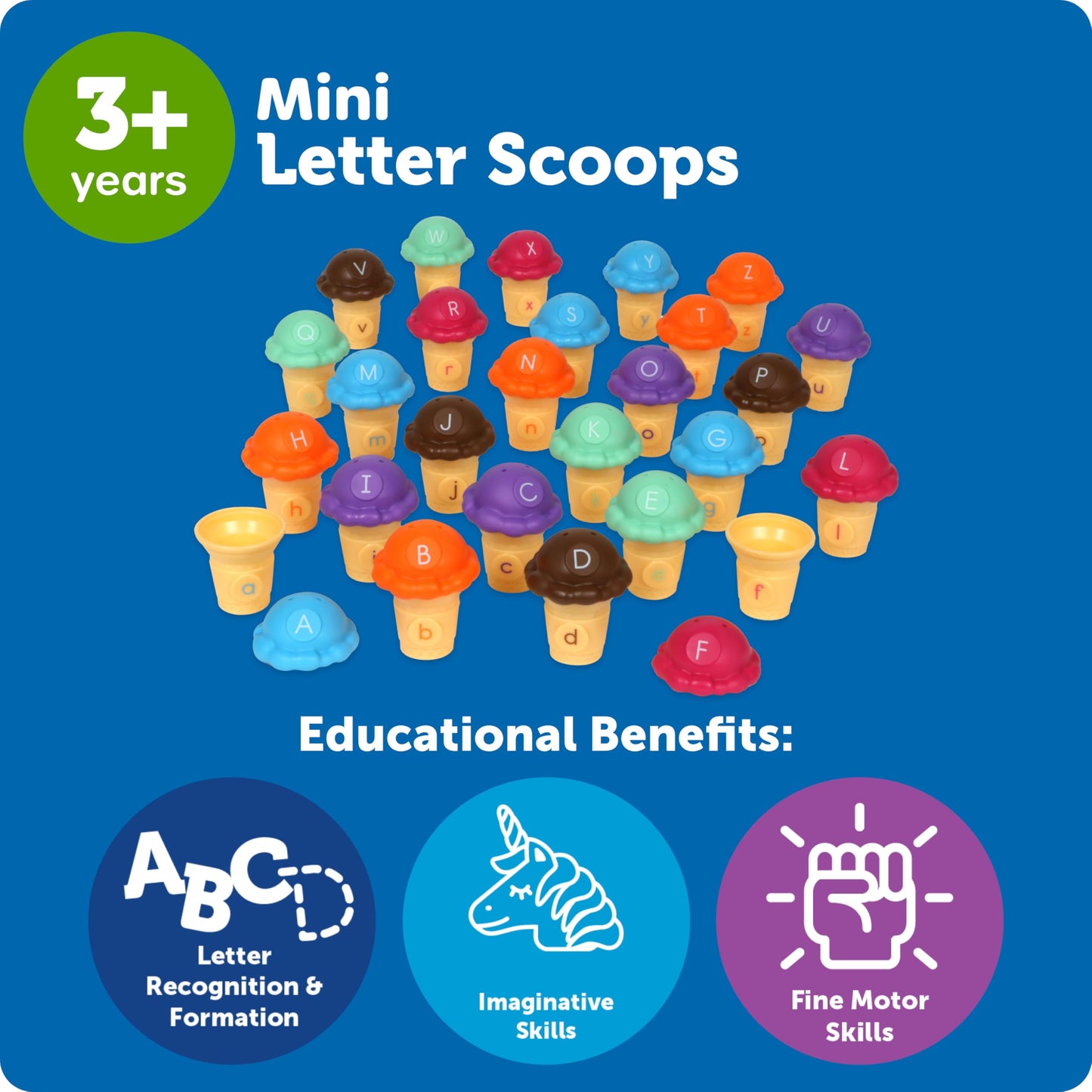 Learning Resources Mini Letter Scoops,Preschool Learning Toys, Stacking Toys, Montessori Toys,Kids Easter Gifts, Ages 3+, 52 Pieces