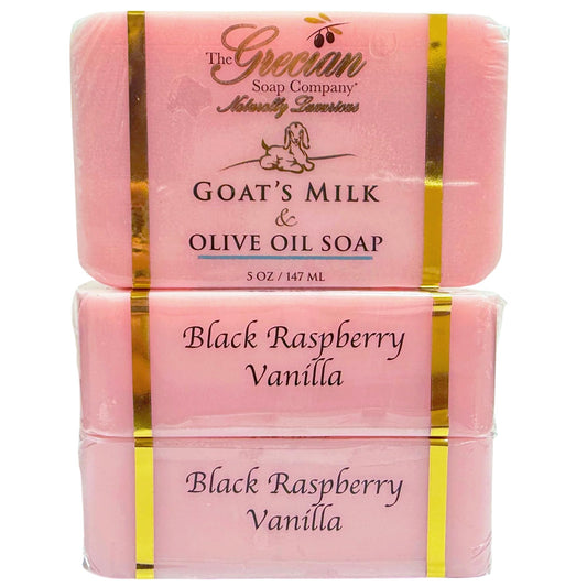 The Grecian Soap Company Goat Milk & Olive Oil Soap Bar 3-Pack - Black Raspberry Vanilla Scent, Natural Bar Soap, Moisturizing & Nourishing Body Soap Beauty & Personal Care The Grecian Soap Company