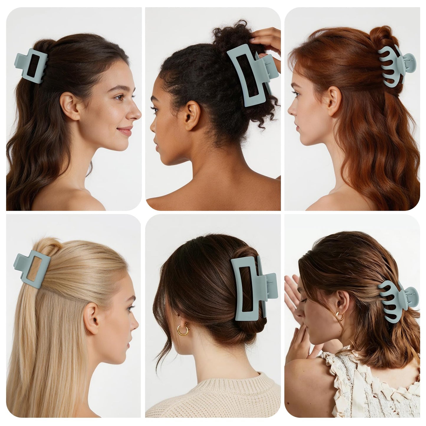 Small Medium Claw Clips for Women, 3 Styles Hair Clips for Thick and Thin Hair, Non-slip Strong Hold, 12 Pcs (Blue) Beauty and Personal Care PAOFUPOS