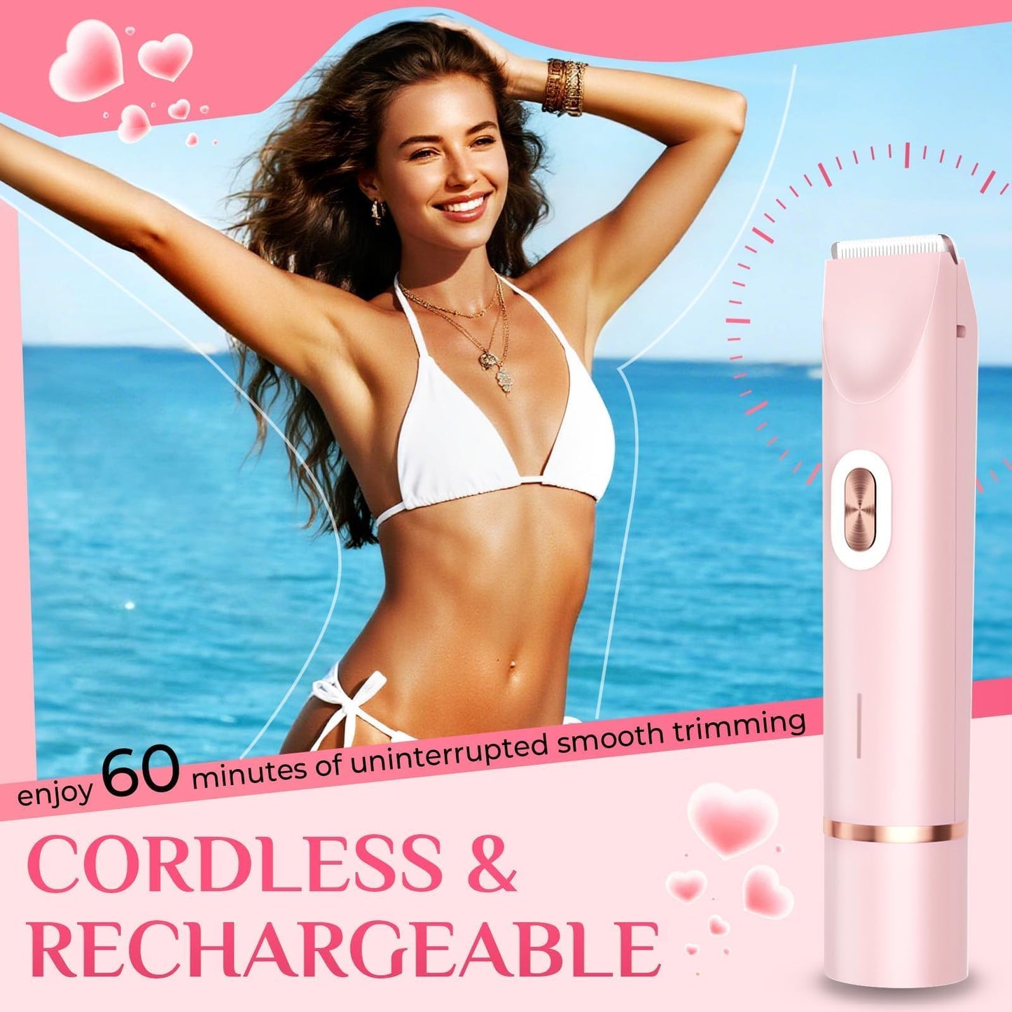 Mpotmiy 2-in-1 Electric Bikini Trimmer for Women - Dual Head Electric Razor, Waterproof Painless Shaver, Pubic Hair Trimmer for Private Area & Body Beauty and Personal Care Mpotmiy
