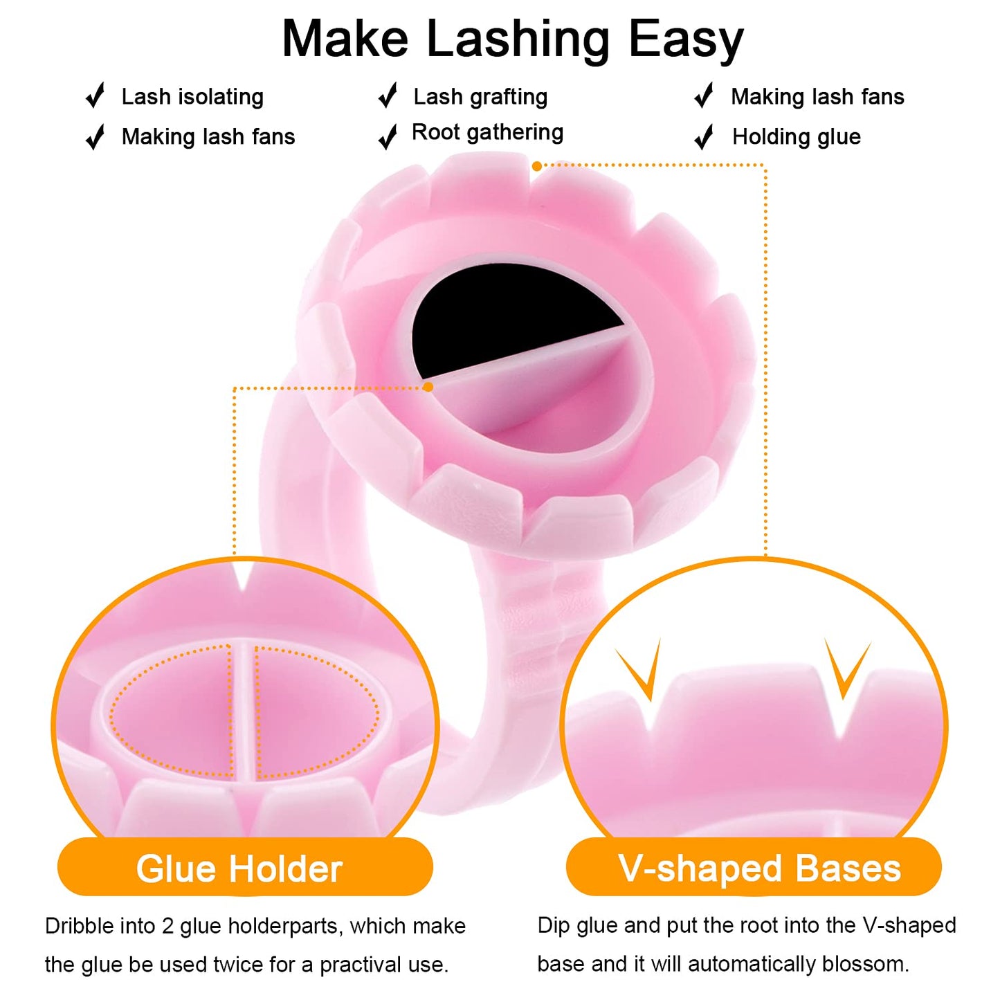 Lash Extension Glue Ring, [200PCS] Eyelash Glue Holder for Lash Fan Maker, Lash Glue Cup for Lashes Supplies, Fanning Cups for Lash Extension Supplies