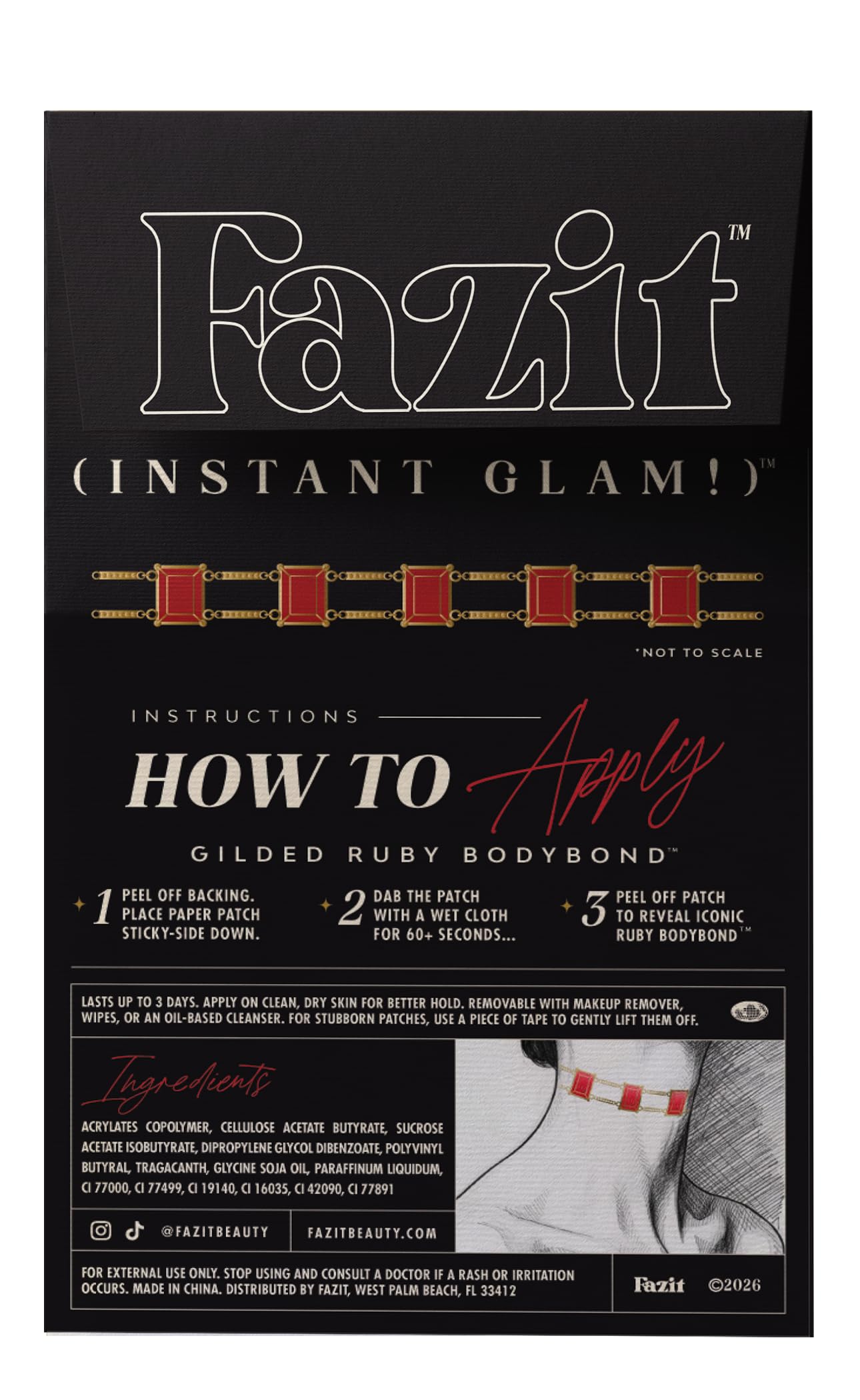 Fazit Makeup Patches - Ruby Bodybond - Glow Up Make-Up Patches - Cute Glitter Makeup Accessories for Women - Cosmetic Body Glitter