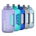 ZULU Goals 64oz Half Gallon Plastic Water Bottle with Straw and Time Marker | Large Reusable Jug with Handle and Leak Proof Lid for All Day