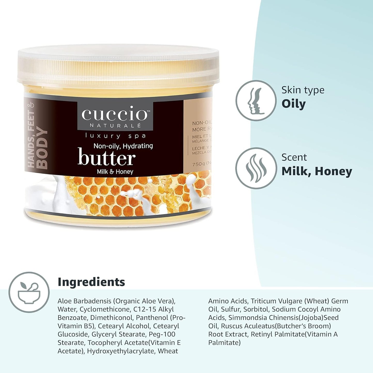 Cuccio Naturale Milk and Honey Butter Blend - Ultra Moisturizing Cream for Hands, Feet, and Body - 26 Ounces