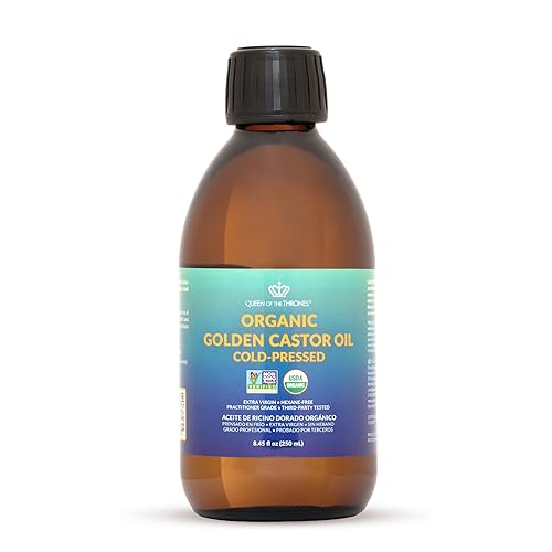 QUEEN OF THE THRONES Organic Golden Castor Oil | 100% Pure for Hair, Skin, Nails, Brows & Lashes | Hexane-Free | USDA Certified [8.4oz (250ml)]
