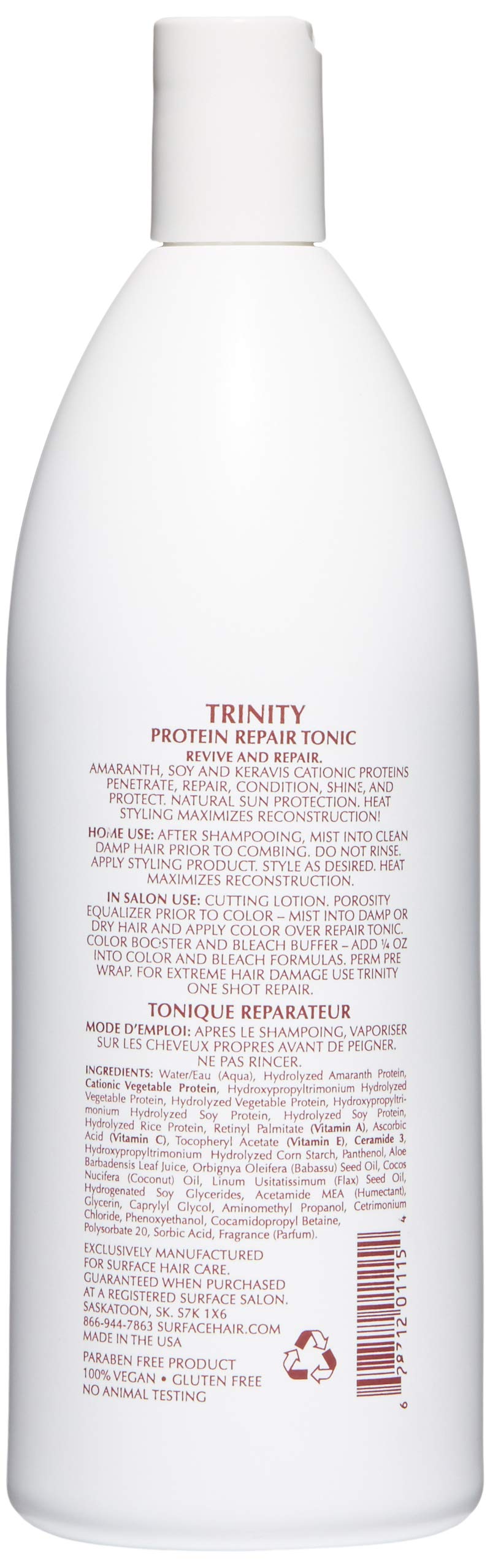 Surface Hair - Trinity Color Care One Shot Protein Repair Tonic- Cleansing, Shine, and Volume for Color Treated Hair - 32 fl oz
