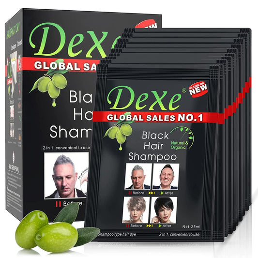 Instant Hair Dye - Black Hair Shampoo - (3) Black Colour - Simple to Use - Last 30 days - Natural Ingredients Beauty & Personal Care Dexe