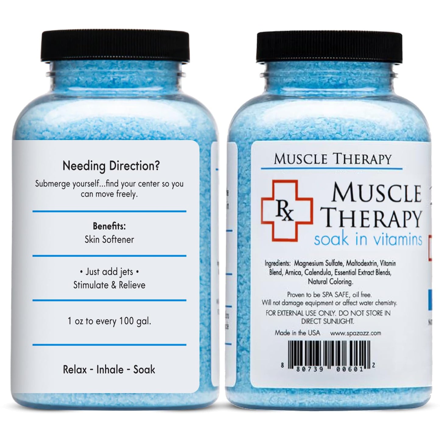 Spazazz Aromatherapy Spa and Bath Salts Crystals RX Therapy Collection 2 Pack Bundle- One 19 Oz Jar Each Spazazz Muscle Therapy and Joint Therapy
