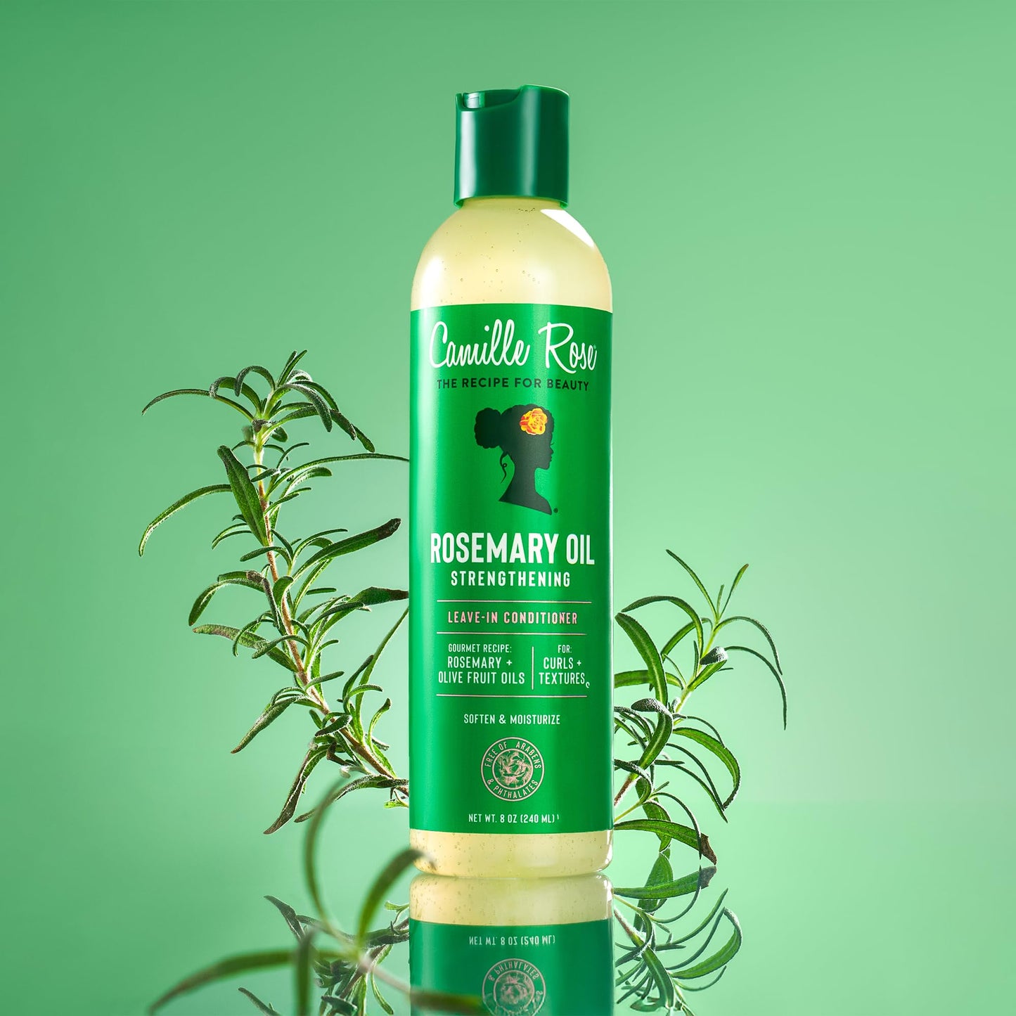 Camille Rose Leave-in Conditioner, Rosemary Oil - Deep Conditioning for Hair Strengthening, Detangling, Dry Scalp Moisturizer, 8 Oz
