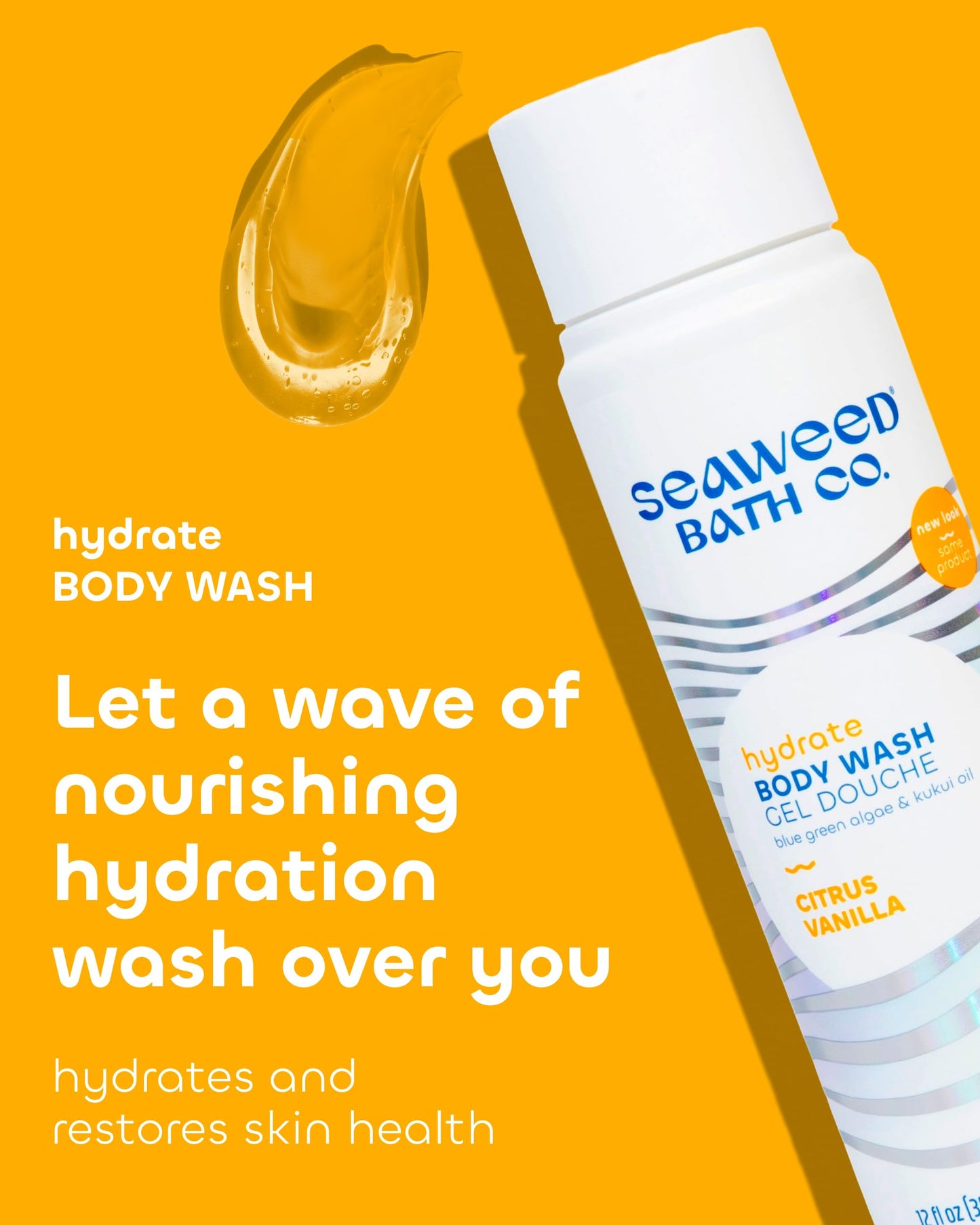 Seaweed Bath Co. Hydrate Body Wash - Citrus Vanilla - Foaming Shower Gel Cleanser with Natural Ingredients - Vegan, Paraben and Sulfate Free -