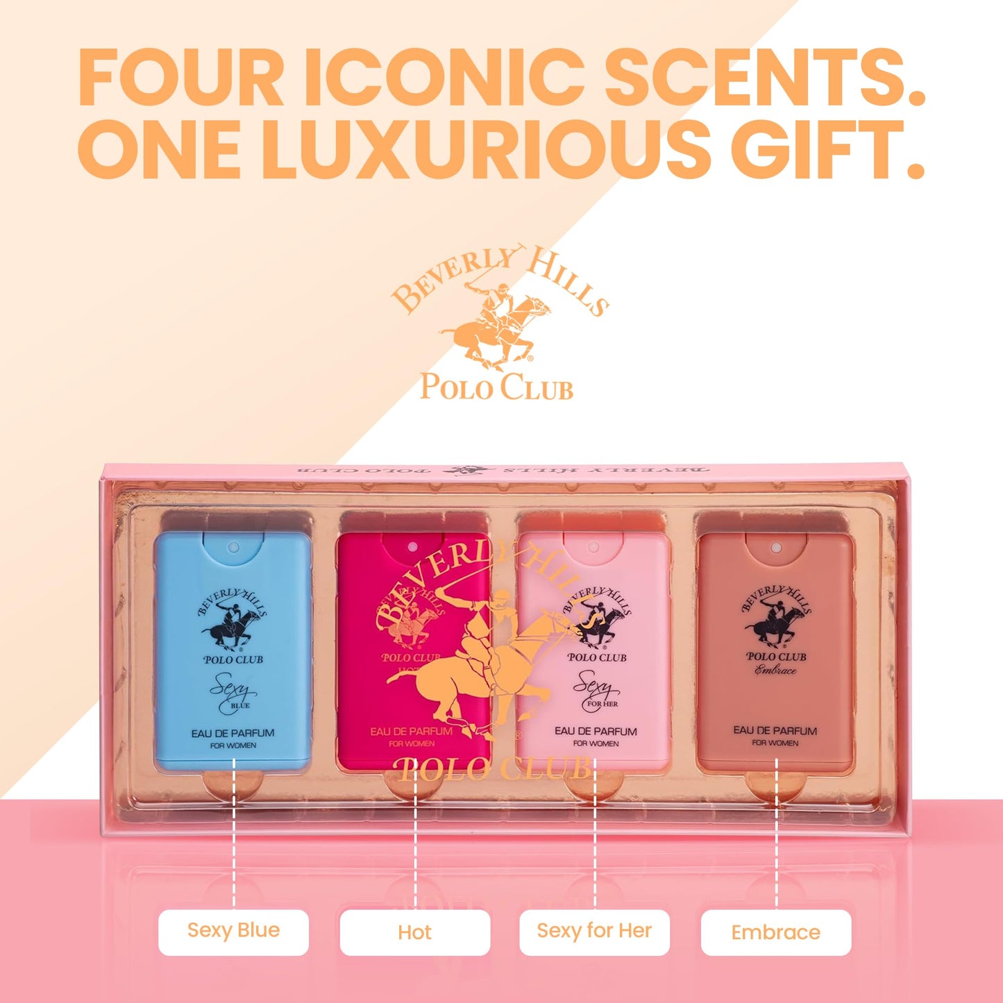 Beverly Hills Polo Club Women's Perfume Gift Set - 4 Piece Pocket Size Eau De Parfum Collection - Long-Lasting Scents for Her