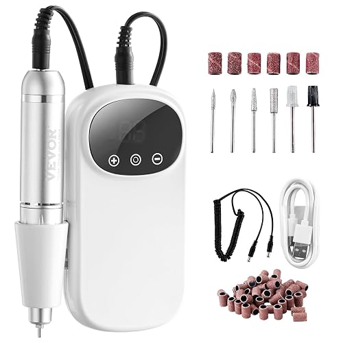VEVOR Portable Electric Rechargeable Nail Drill, 35,000RPM Cordless Nail E File Machine, LCD-Display Acrylic Gel Grinder Tool for Manicure Pedicure Beauty & Personal Care VEVOR