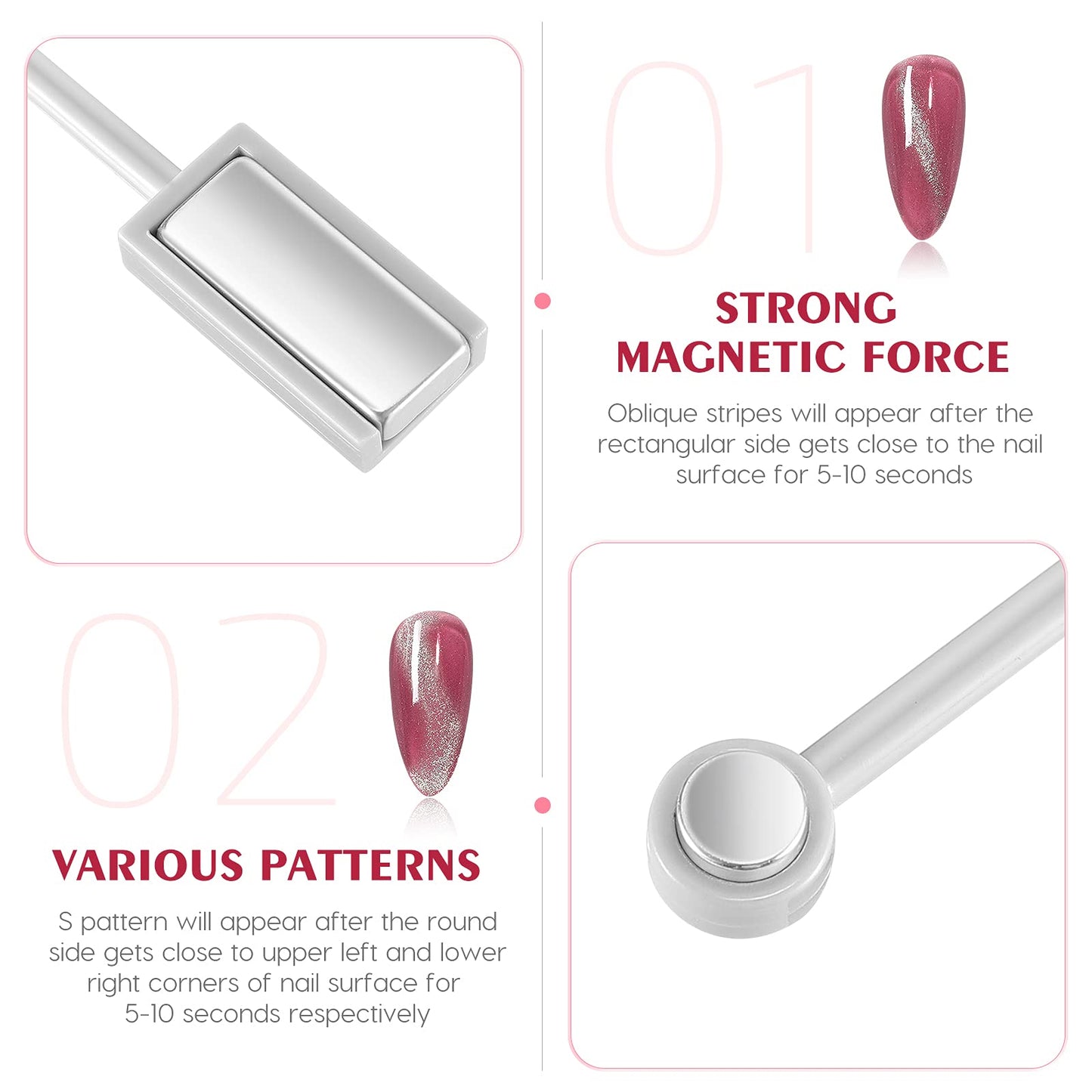 Frcolor Double-head Magic Magnet Stick For 3D Magnetic Cat Eye Gel Nail Polish Nail Art Manicure Tool