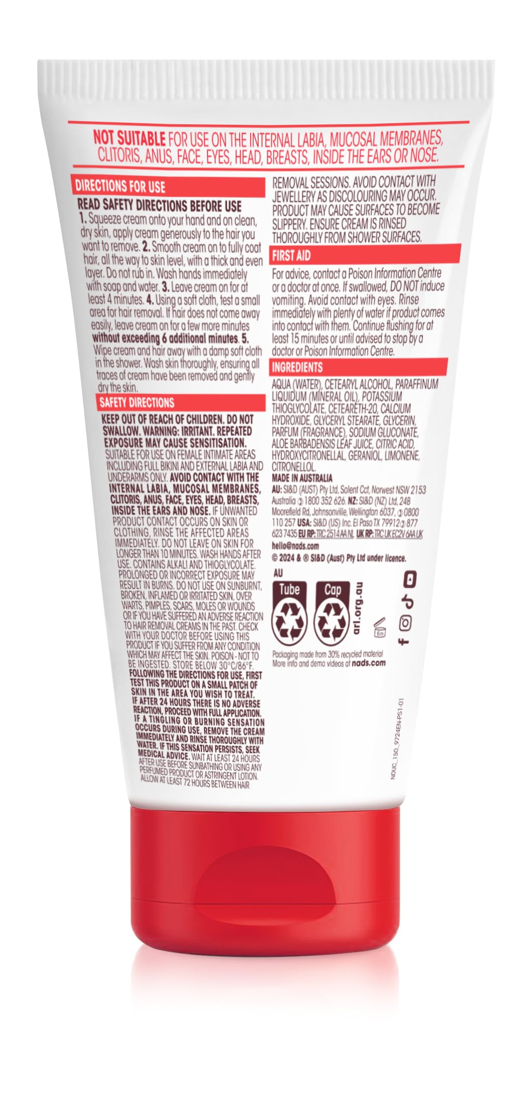 Nad's Down Under Cream for Women, Intimate Hair Removal Cream 150 ml Beauty and Personal Care Nad's