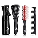 O BRUSHZOO Hair Brush Set, Detangler Brush for Natural 3/4abc Curly Hair, Hair Brushes for Women Men Kids Detangling Styling with Spray Bottle