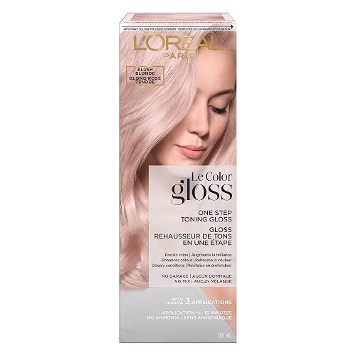 L’Oréal Paris Le Color Gloss One Step In-Shower Toning Hair Gloss, Neutralizes Brass, Conditions & Boosts Shine, Blush Blonde, 4 fl oz
