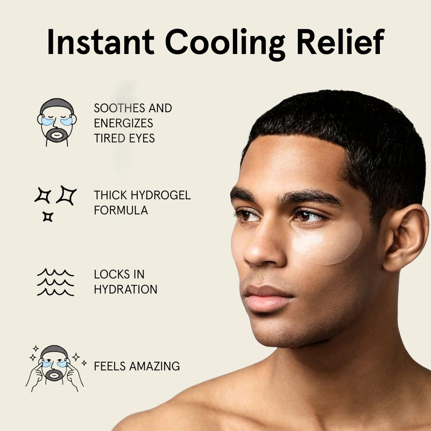 JAXON LANE BRO MASK Under Eye Patches for Men - Cooling Eye Patches for Dark Circles and Puffiness with Caffeine, Niacinamide, Hyaluronic Acid (2 x 6