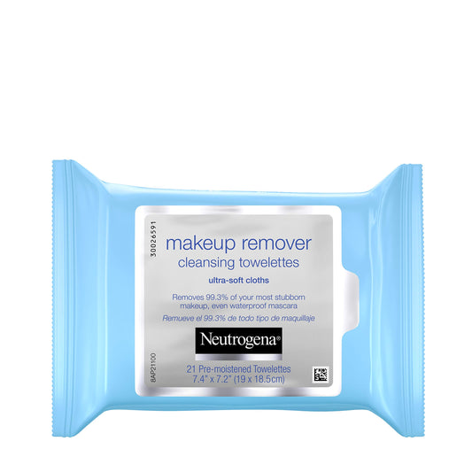 Neutrogena Makeup Remover Cleansing Facial Towelettes, Daily Gentle Face Wipes to Remove Oil, Dirt, & 99.3% of Makeup, Safe for Sensitive Eyes