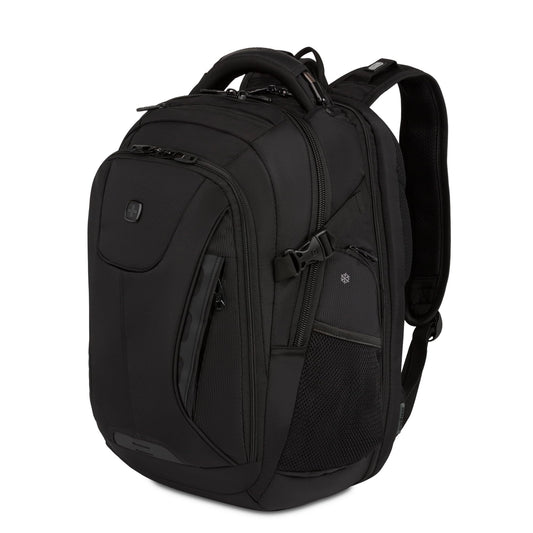SwissGear Travel Tech Elite Laptop Backpack - Fits Laptops up to 16” - ScanSmart TSA-Friendly Backpack with USB Port, Shoe Compartment & Organizer Pockets - Black