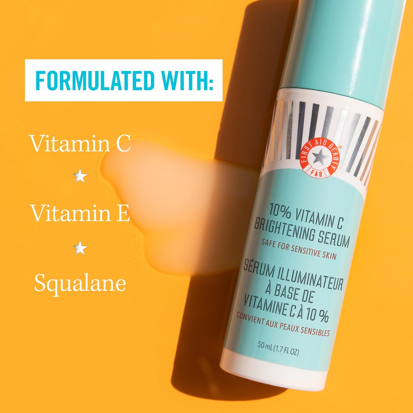 First Aid Beauty - 10% Vitamin C Brightening Serum, Daily Dark Spot Serum with Squalane & Vitamin E, Helps Brighten Without Irritation or Clogged