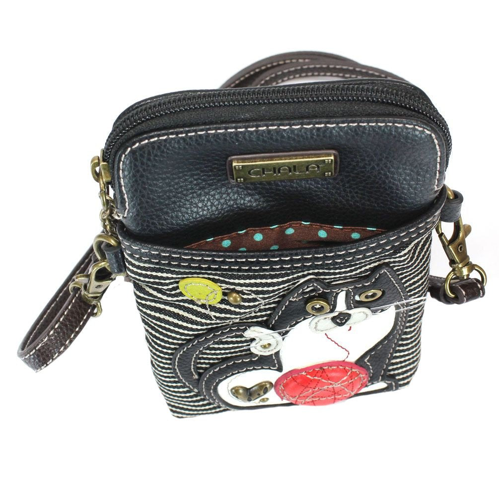 CHALA Cellphone Crossbody Handbag - Convertable Strap, Cat Lovers Gift (Black Stripe)