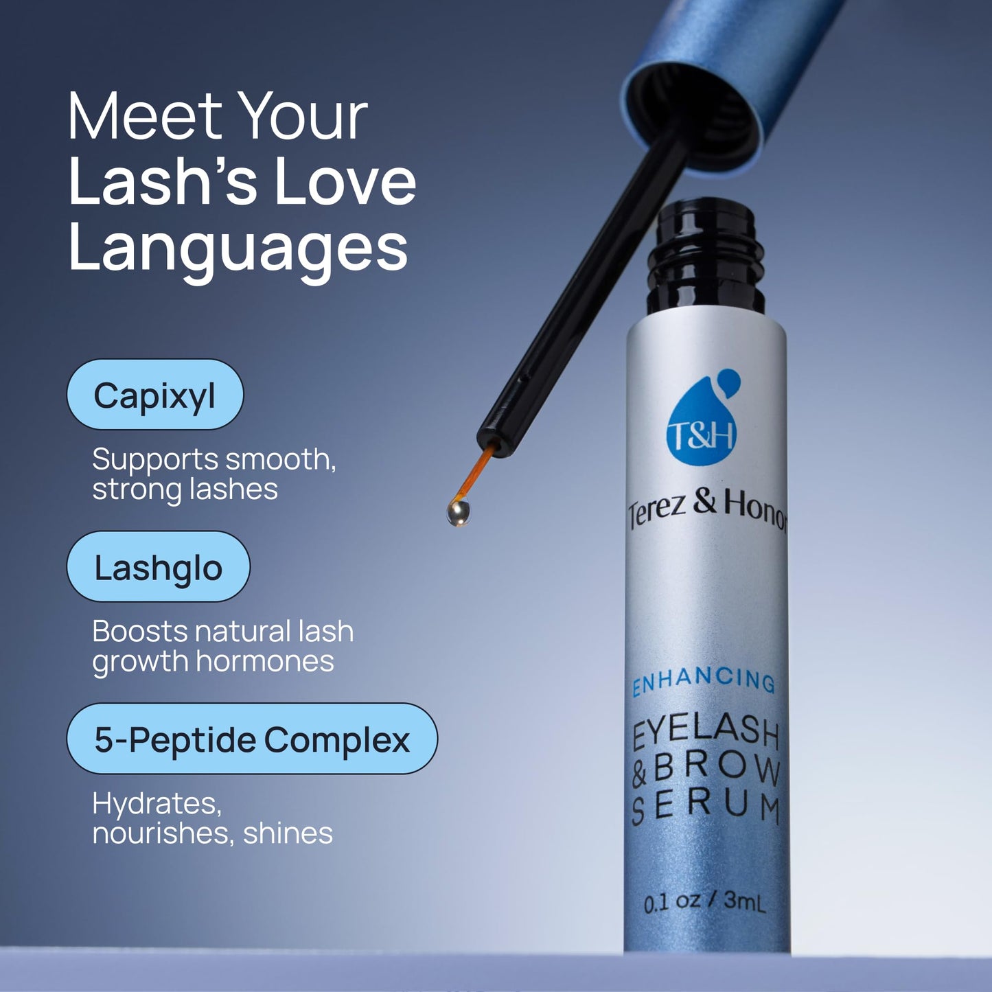Advanced Eyelash Serum for Thicker, Longer Eyelashes and Eyebrows - Grow Luscious Lashes with Brow Enhancer (3mL) Beauty and Personal Care TEREZ & HONOR