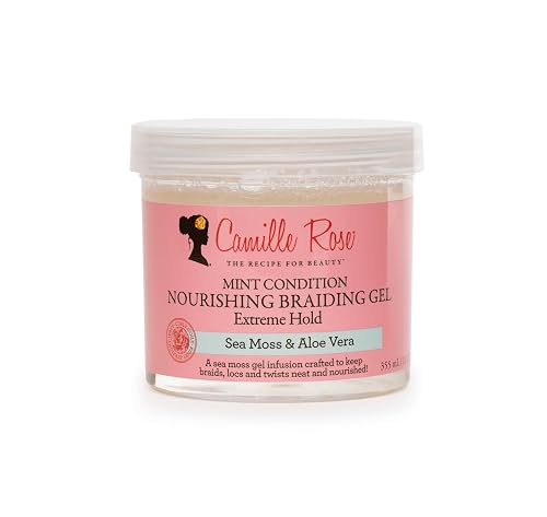 Camille Rose Braiding Gel, Mint Condition - Sea Moss & Aloe Vera Braid Gel for Dry, Itchy Scalp, Flake & Frizz Control, 12 Oz