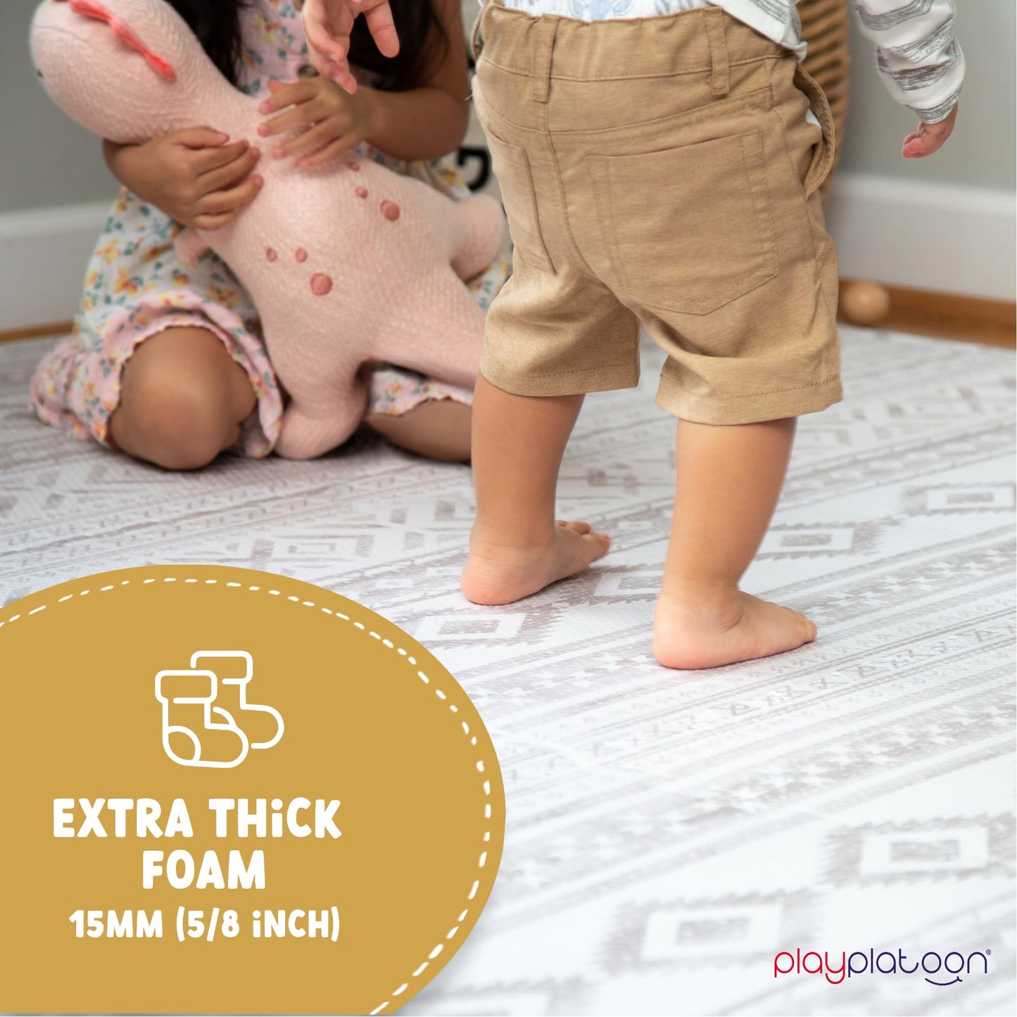 Play Platoon Large Baby Play Mat – 9 Interlocking Foam Tiles 24"x24", 72"x72" Extra-Thick Puzzle Floor Mat Rug for Playroom, Canyon Print