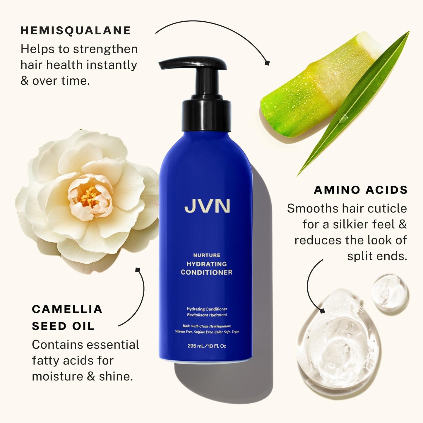 JVN Nurture Hydrating Shampoo and Conditioner Set, 20 Fl Oz, Detangles & Softens Hair, Moisture and Deeply Nourishing, Color Safe Hair Care for Women