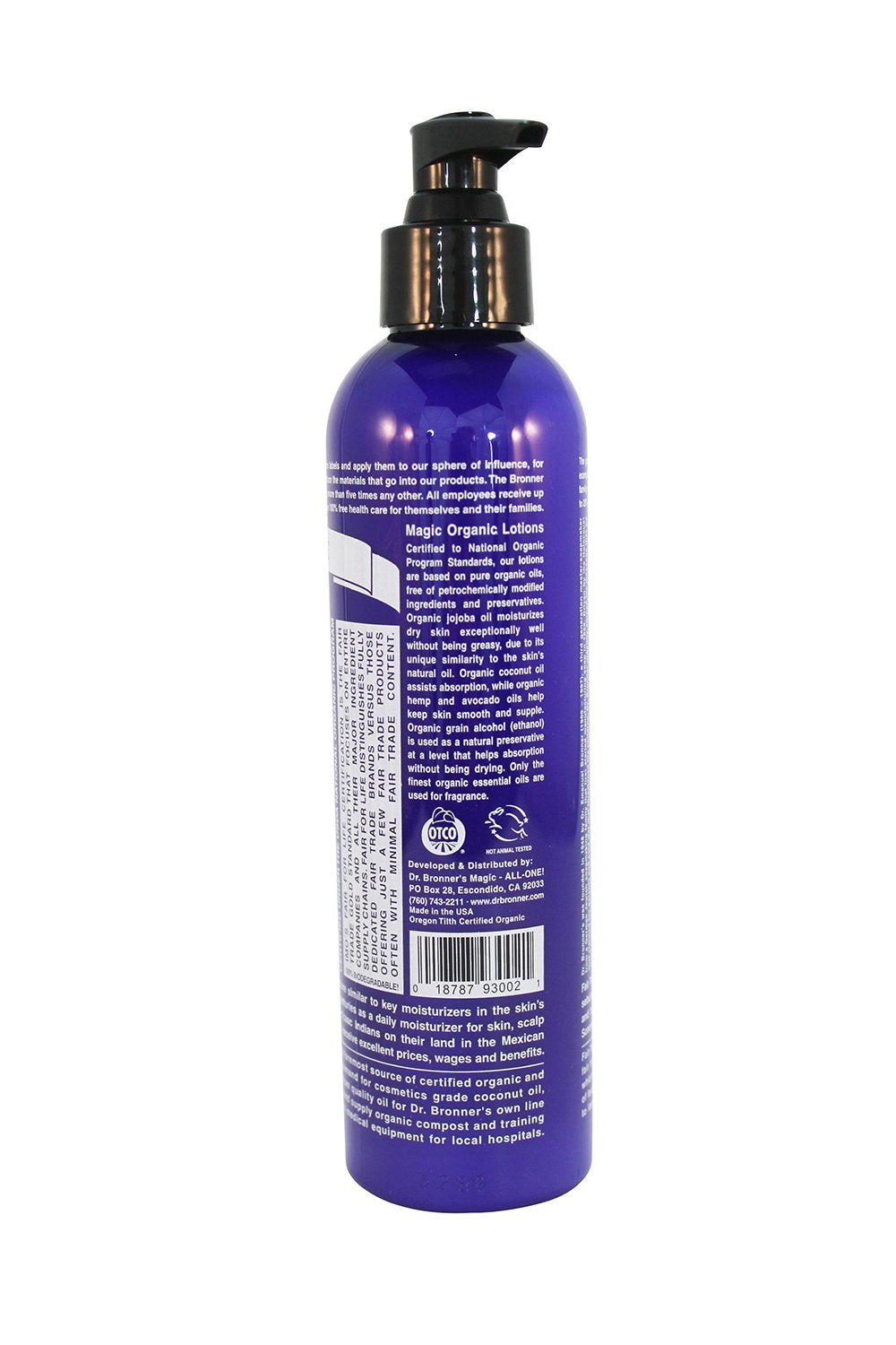 Dr. Bronner's & All-One Organic Lotion for Hands & Body, Peppermint, 8-Ounce Pump Bottles (Pack of 2)