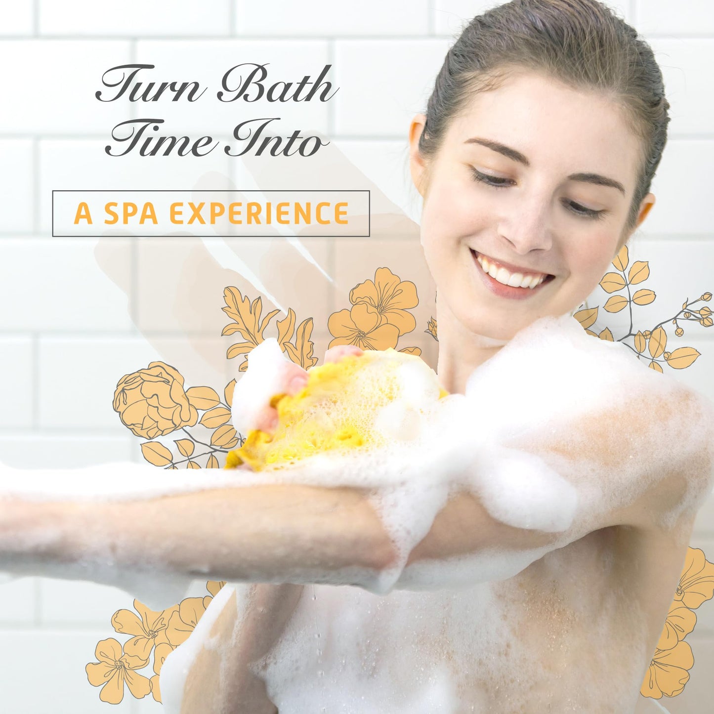 Spongentle Loofah Sponge for Shower and Bathing, Bath Sponge with Dual Texture, Shower Pouf for Gentle and Deep Exfoliation, Large Size Body Scrubber