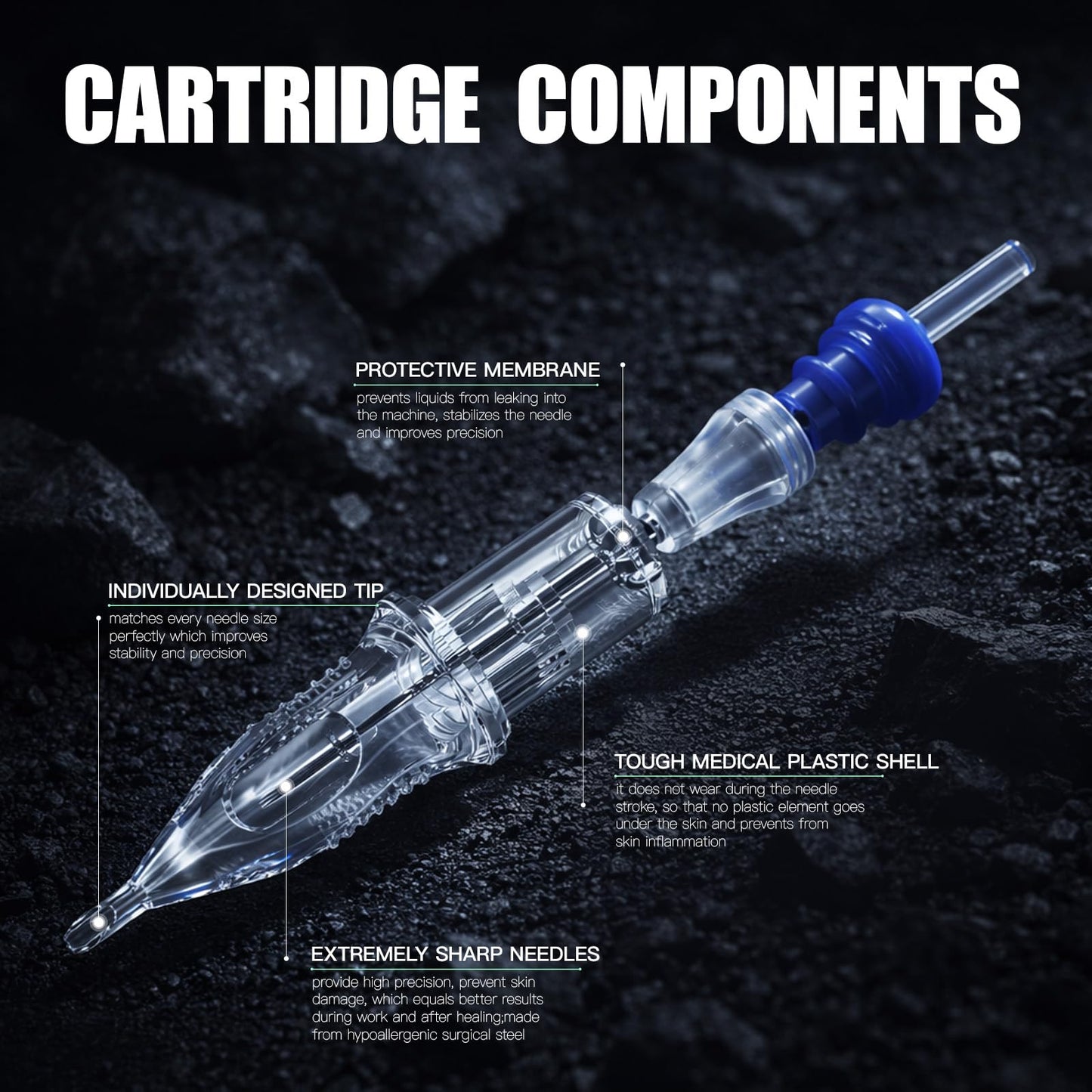 Dragonhawk Tattoo Needle Cartridges - 20PCS Disposable 1205RS Round Shader Tattoo Needles with Membrane, Professional Cartridge Needles for Shading Beauty and Personal Care Dragonhawk