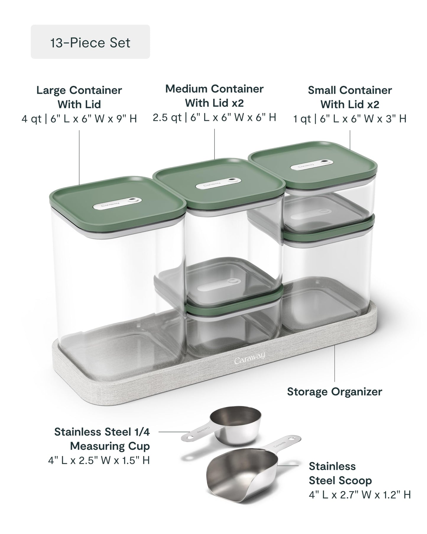 Caraway 13-Piece Glass Airtight Food Storage Containers with Lids - Non-Toxic, BPA-Free Kitchen Storage Containers - Stackable, Space-Saving Airtight…